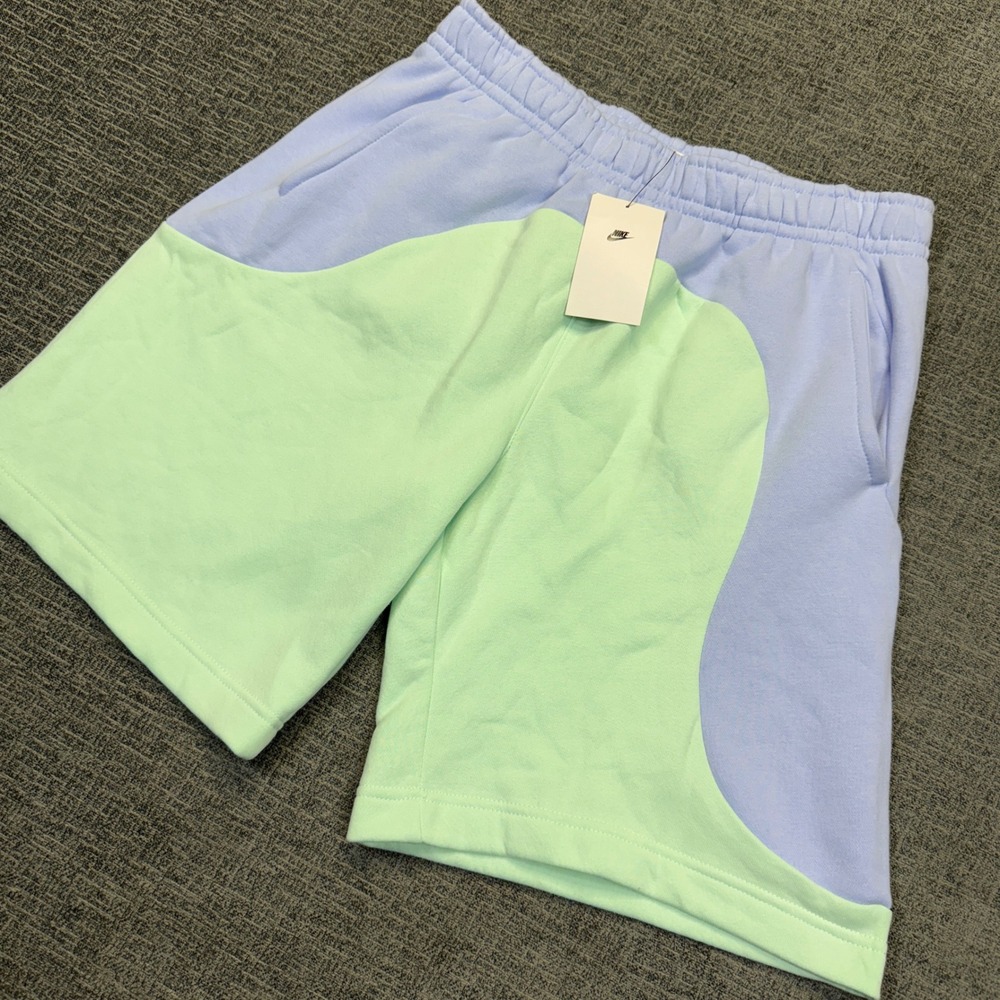 Nike Shorts Mens Large Purple Green Color Clash Club Fleece Wavy NWT